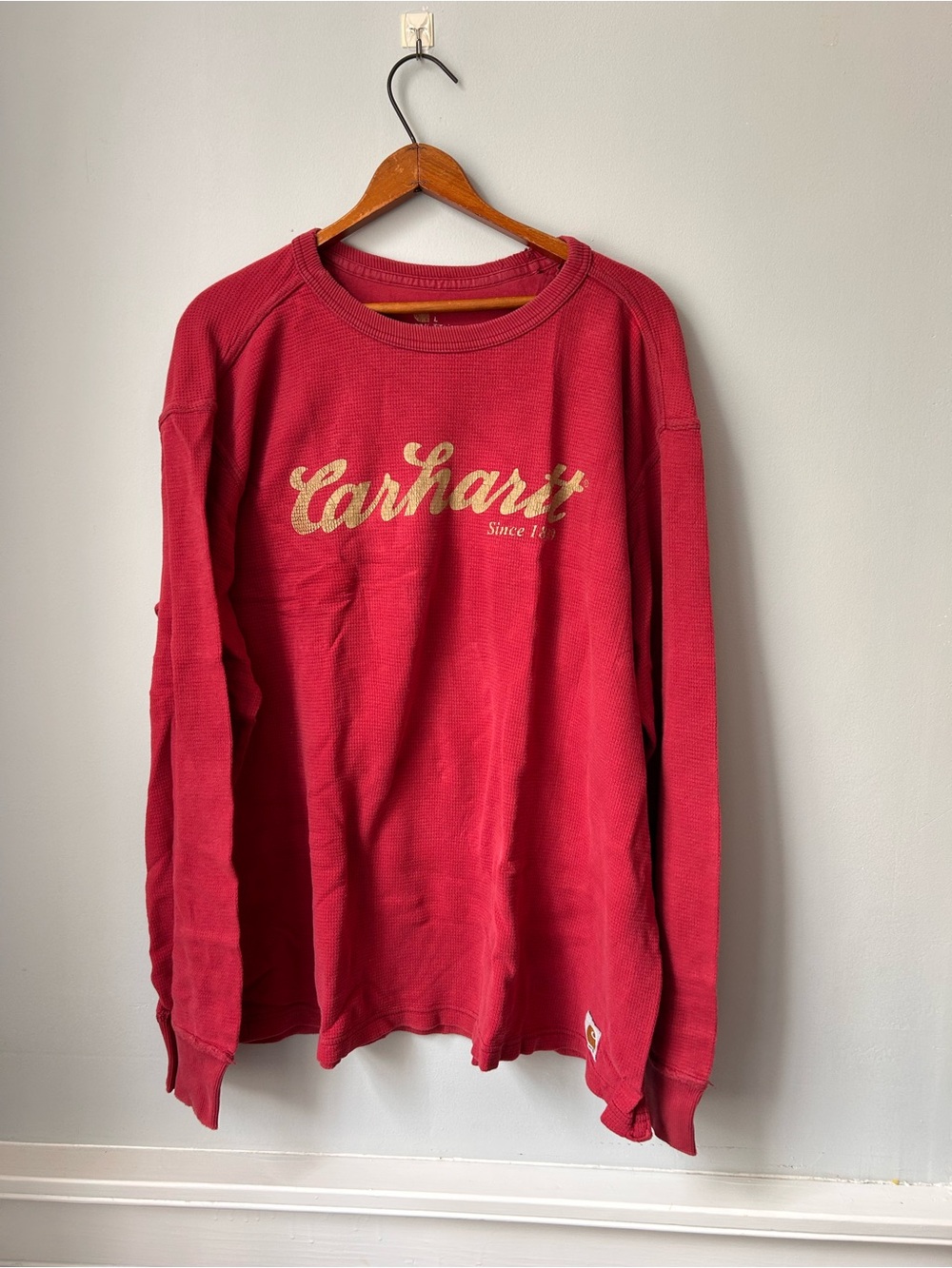 Carhartt Long Sleeve Red Large Relaxed Fit Men's Sweat Shirt